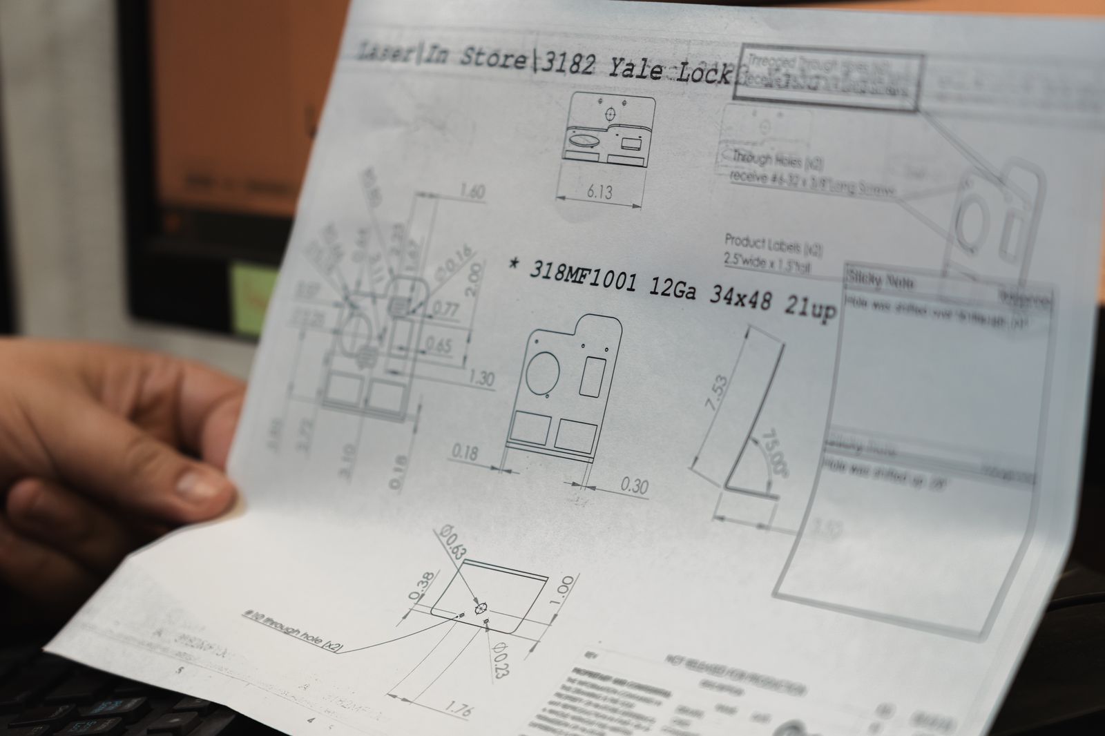Reviewing a production drawing at Keystone Display