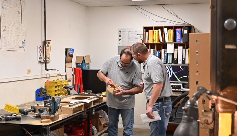 Reviewing a prototype on the shop floor