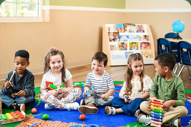 Children playing instruments at Lightbridge Academy